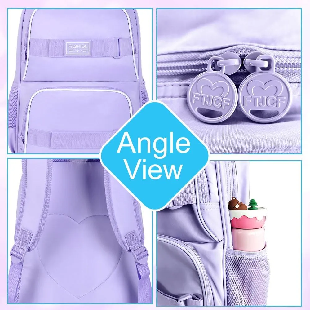 3Pcs Backpack for Girls Boys, 17 Inches Women Men School Bookbag Set for Teens College, Laptop Backpacks with Lunch Box