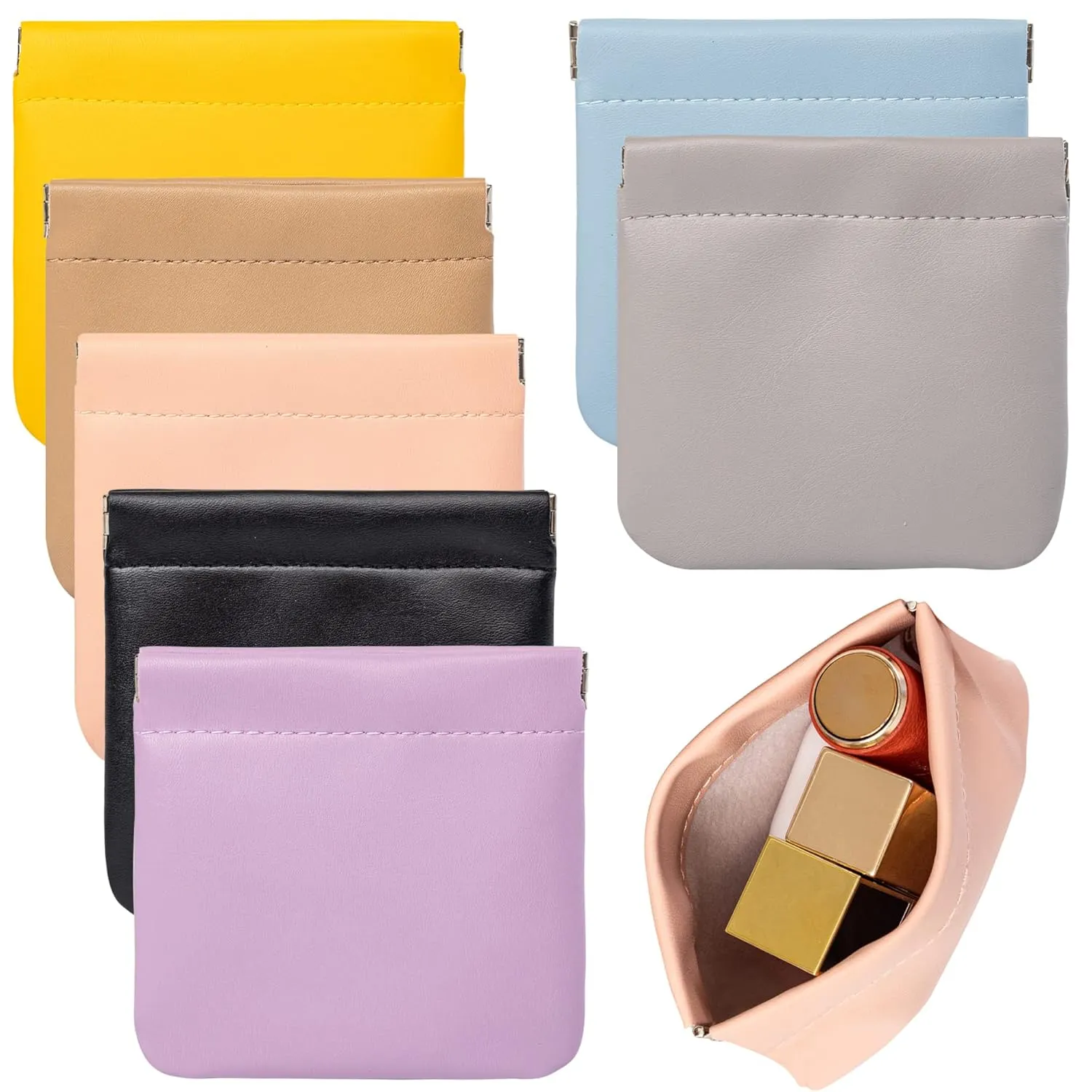 7 Pack Pocket Cosmetic Bags Portable Travel Makeup Pouches Small Waterproof Purese Makeup Bag Multicolor Pocket Cosmetic Bags Squeeze for Cosmetics Jewelry