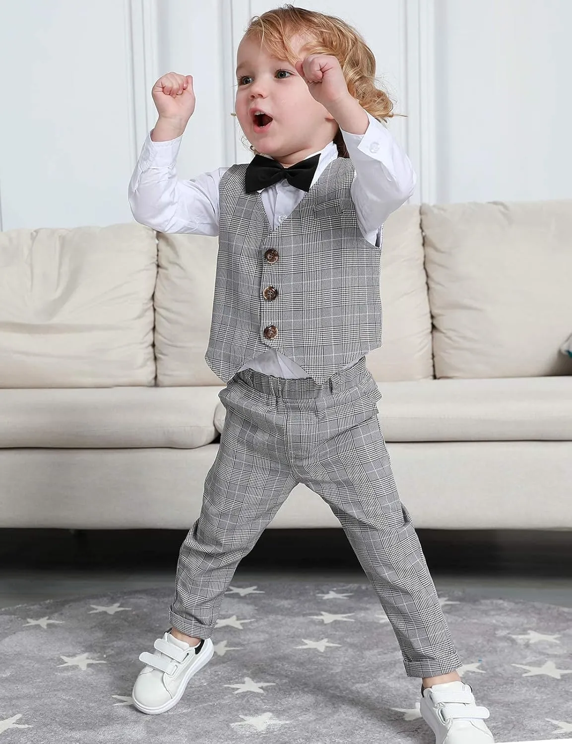 A&J DESIGN Baby Toddler Boys Gentleman Suit Set, 3pcs Outfits Shirts & Vest & Pants