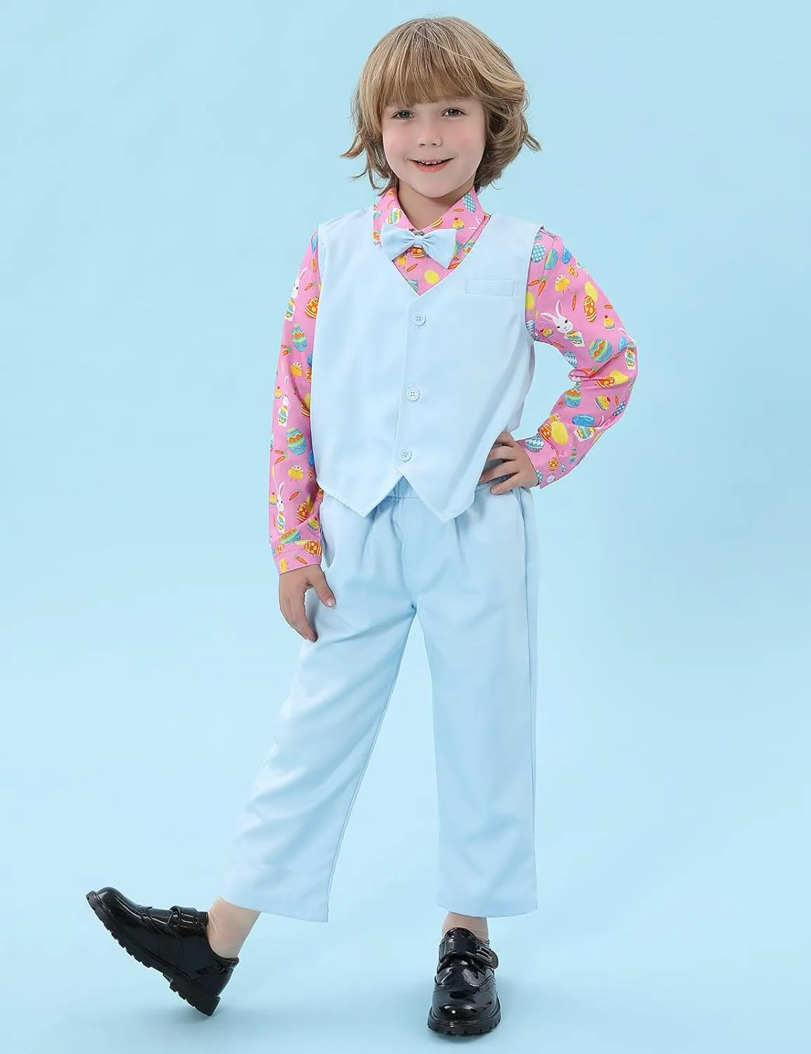 A&J DESIGN Baby Toddler Boys Gentleman Suit Set, 3pcs Outfits Shirts & Vest & Pants