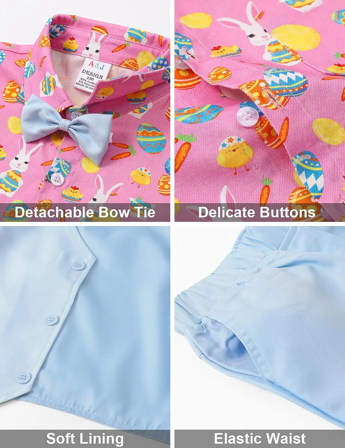 A&J DESIGN Baby Toddler Boys Gentleman Suit Set, 3pcs Outfits Shirts & Vest & Pants