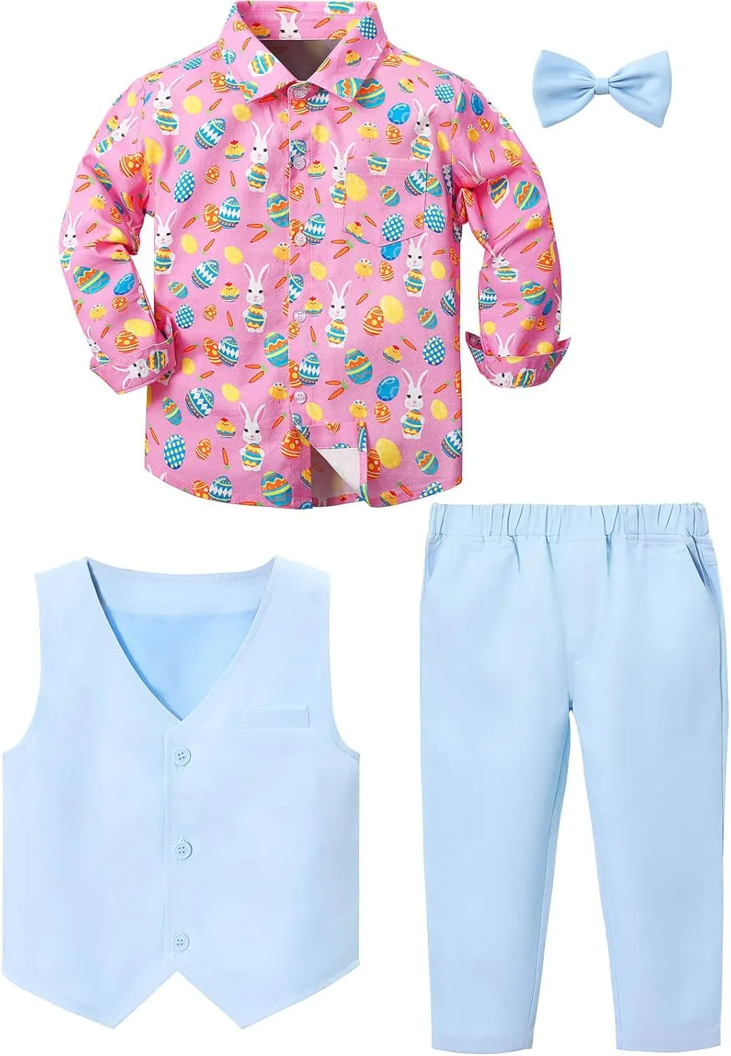 A&J DESIGN Baby Toddler Boys Gentleman Suit Set, 3pcs Outfits Shirts & Vest & Pants