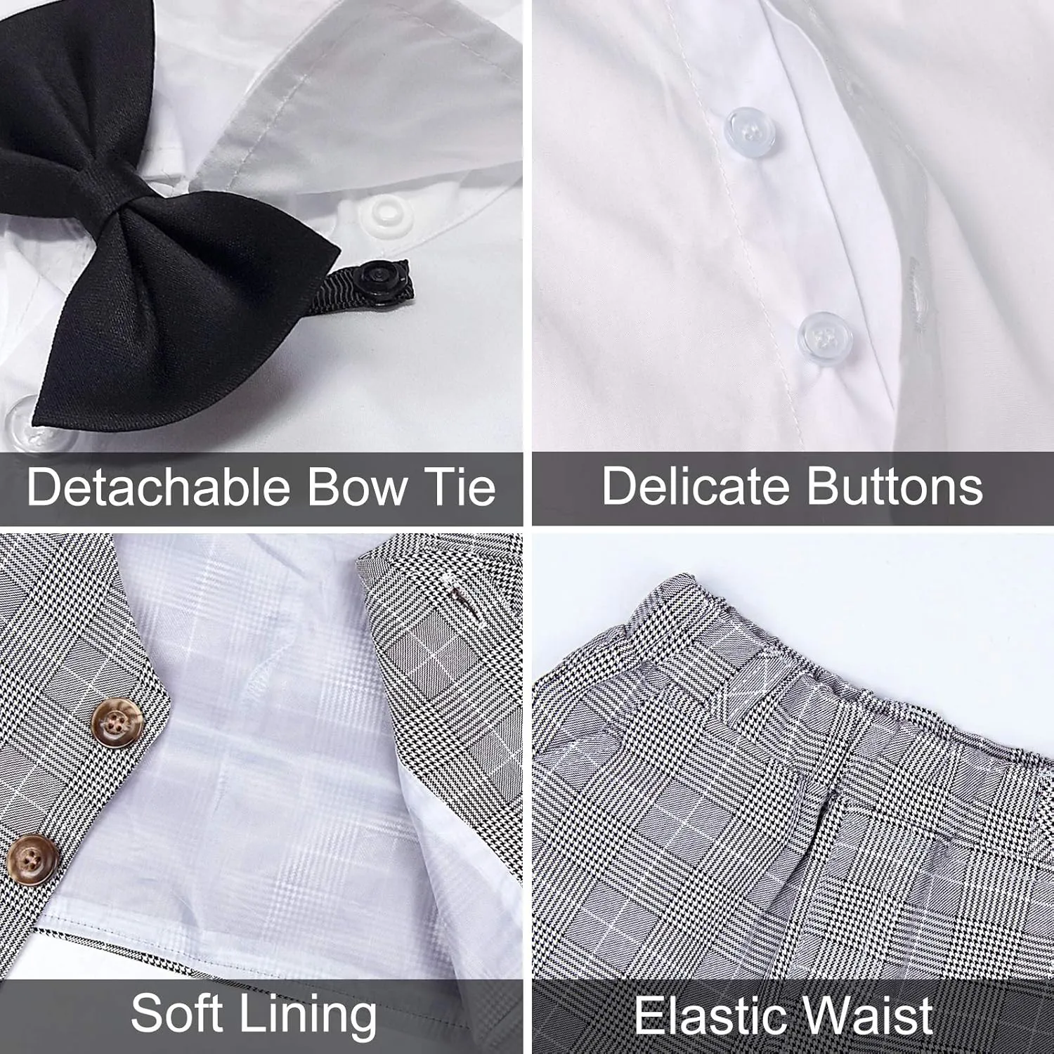A&J DESIGN Baby Toddler Boys Gentleman Suit Set, 3pcs Outfits Shirts & Vest & Pants
