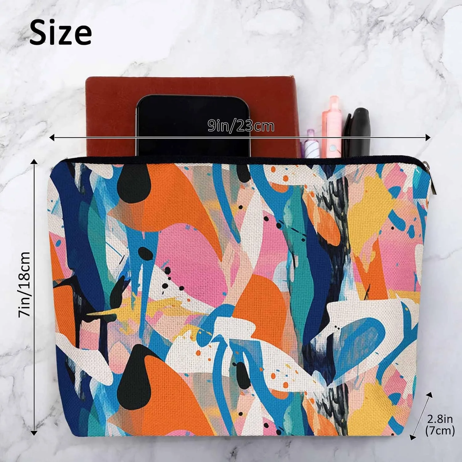Abstract Graffiti Makeup Organizer Bag Cosmetic Bag For Men Women, Camouflage Splash Graffiti Rainbow Travel Toiletry Bag Flax Makeup Bags Purse Business Makeup Pouch For Toiletries Cosmetics