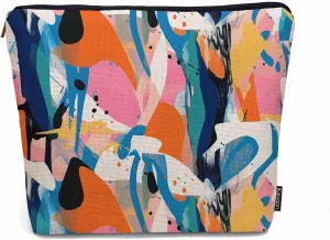 Abstract Graffiti Makeup Organizer Bag Cosmetic Bag For Men Women, Camouflage Splash Graffiti Rainbow Travel Toiletry Bag Flax Makeup Bags Purse Business Makeup Pouch For Toiletries Cosmetics