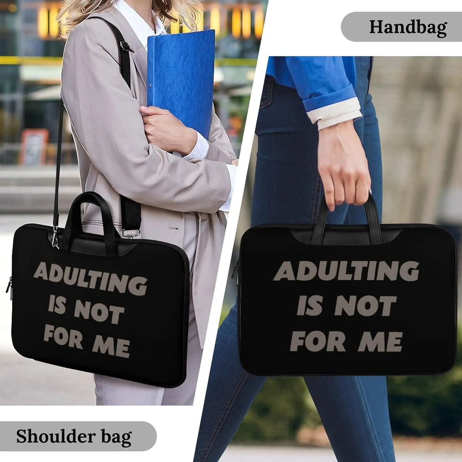 Adult Is Not For Me Leather Bag Laptop Case Slim Water Resistant Computer Bags with Handle Briefcase for Work