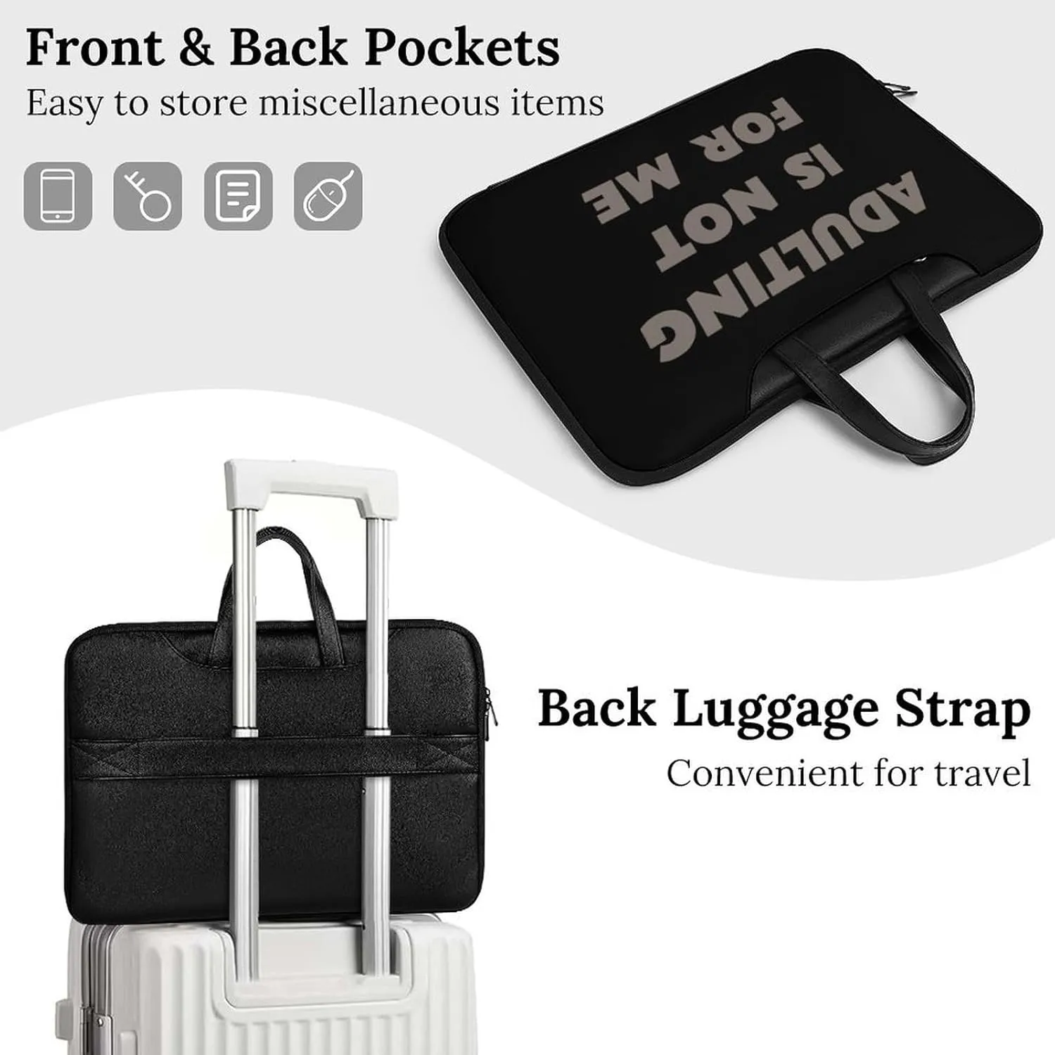 Adult Is Not For Me Leather Bag Laptop Case Slim Water Resistant Computer Bags with Handle Briefcase for Work