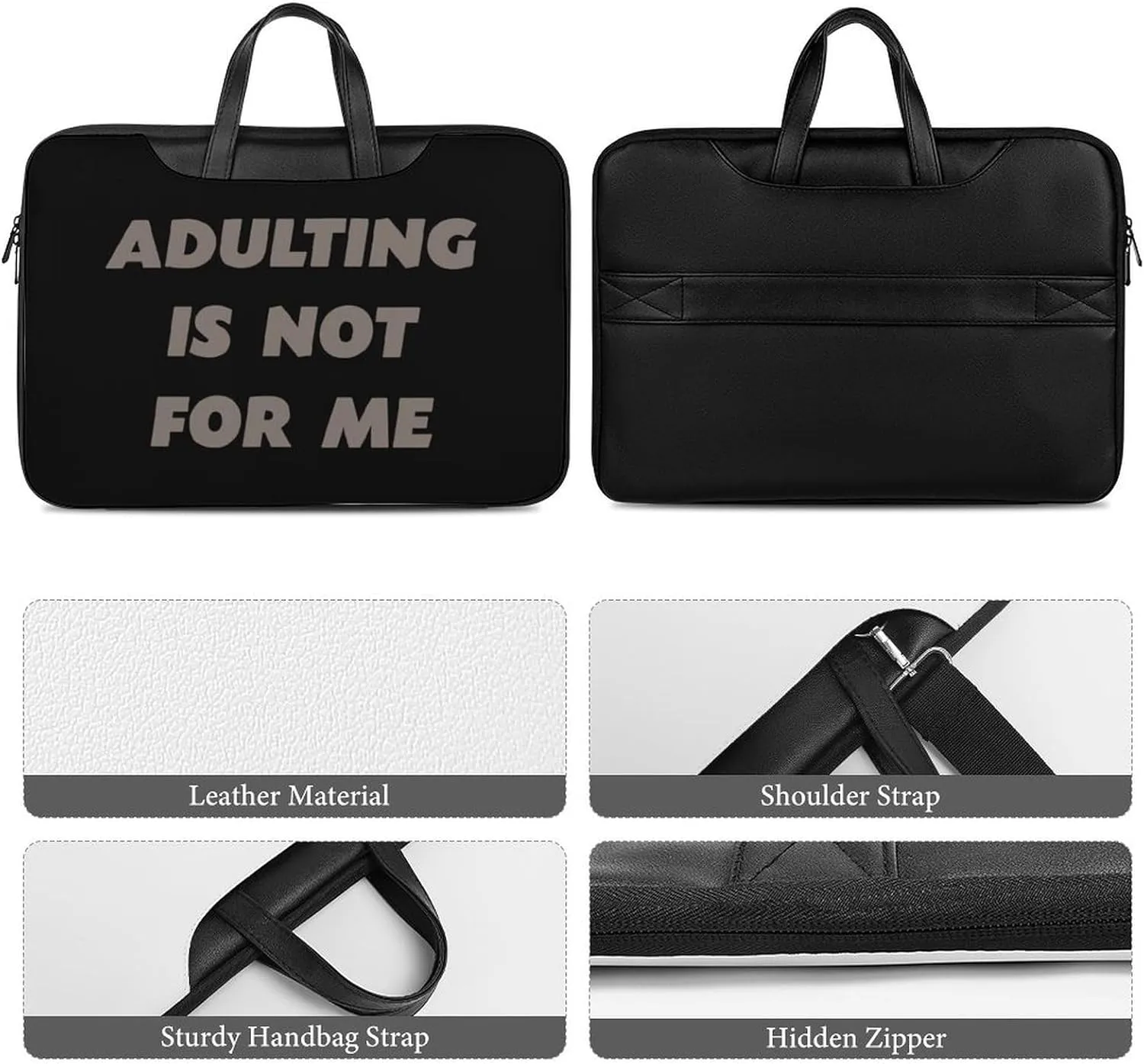 Adult Is Not For Me Leather Bag Laptop Case Slim Water Resistant Computer Bags with Handle Briefcase for Work