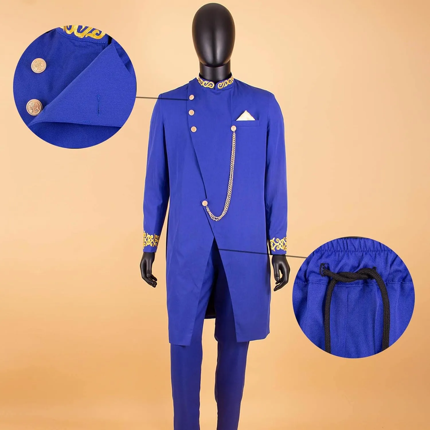 African Suits for Men Dashiki Embroidery Jackets and Pants 2 Piece Set Slim Fit Formal Outfits Wedding