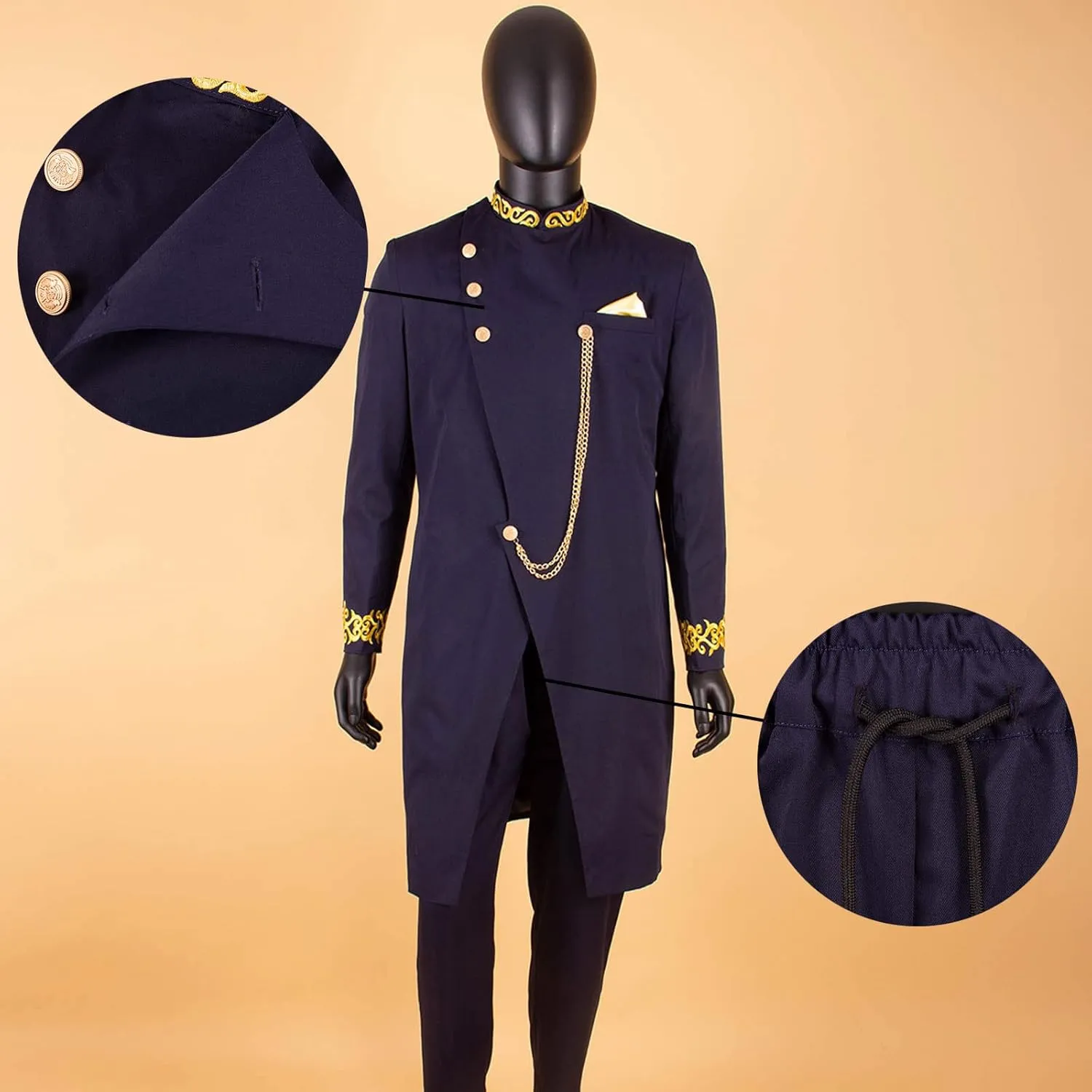 African Suits for Men Dashiki Embroidery Jackets and Pants 2 Piece Set Slim Fit Formal Outfits Wedding