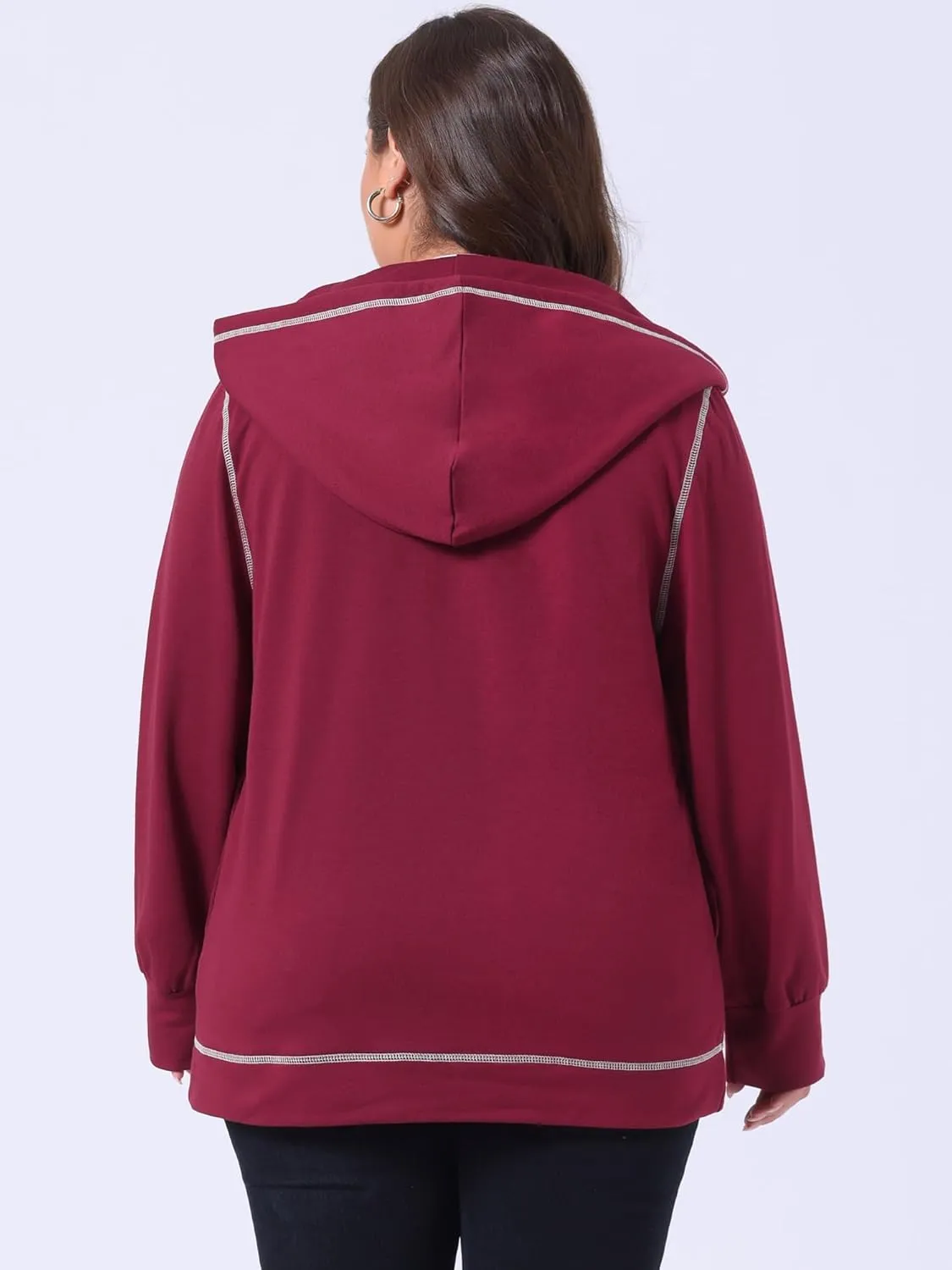 Agnes Orinda Women's Plus Size Jacket Zip Front Long Sleeve with Pockets 2024 Hoodie Jackets