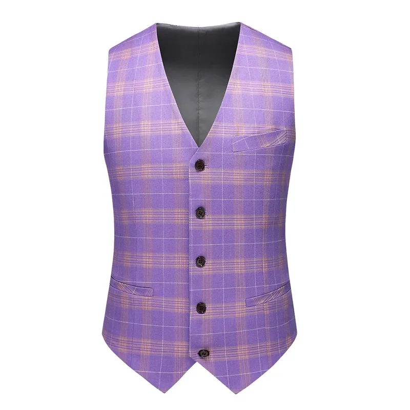 Aidase Fashion New Men Leisure Boutique Business Plaid Striped Suit Vest Pants 3 Pcs Set Casual Dress Blazers Jacket Coat Trosers