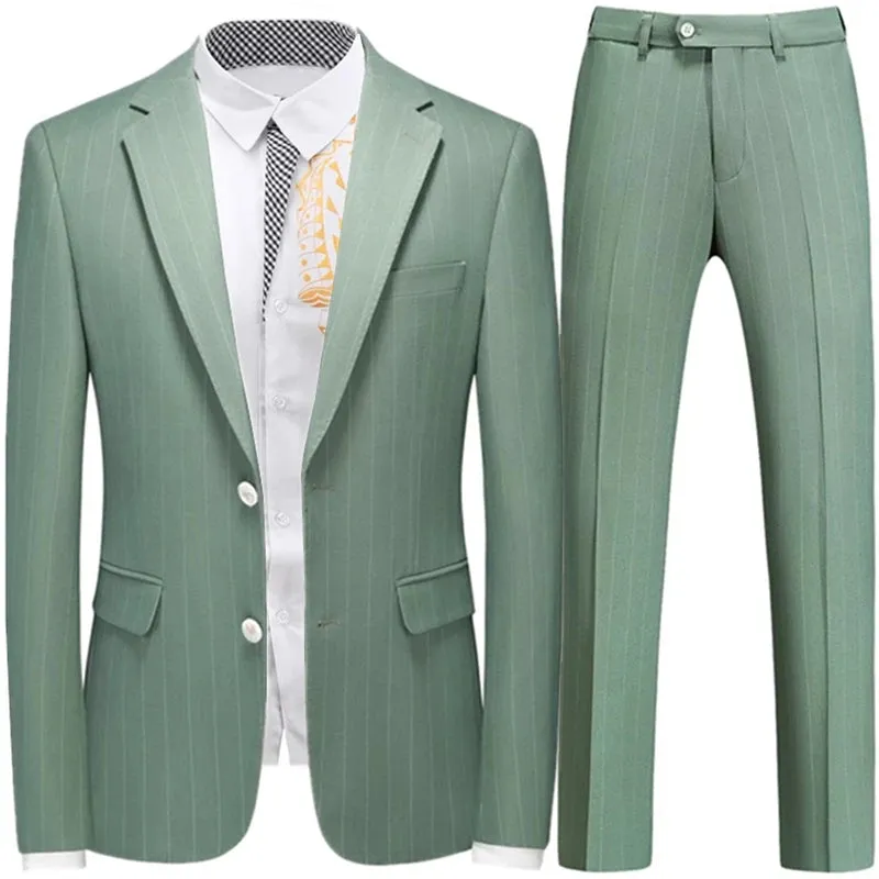 Aidase Fashion New Men Leisure Boutique Business Plaid Striped Suit Vest Pants 3 Pcs Set Casual Dress Blazers Jacket Coat Trosers