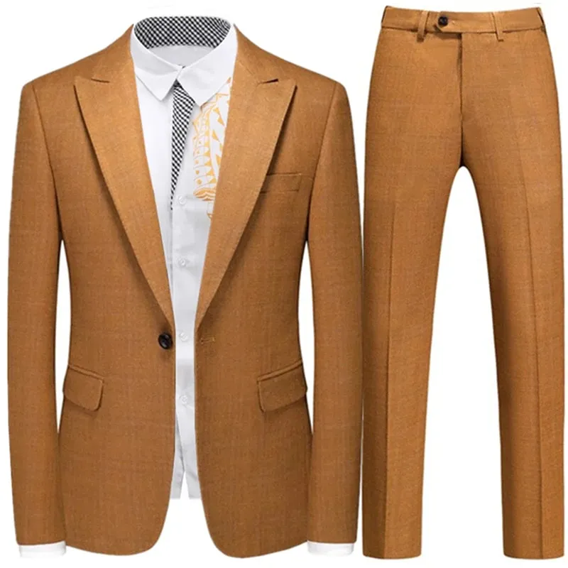 Aidase Fashion New Men Leisure Boutique Business Plaid Striped Suit Vest Pants 3 Pcs Set Casual Dress Blazers Jacket Coat Trosers