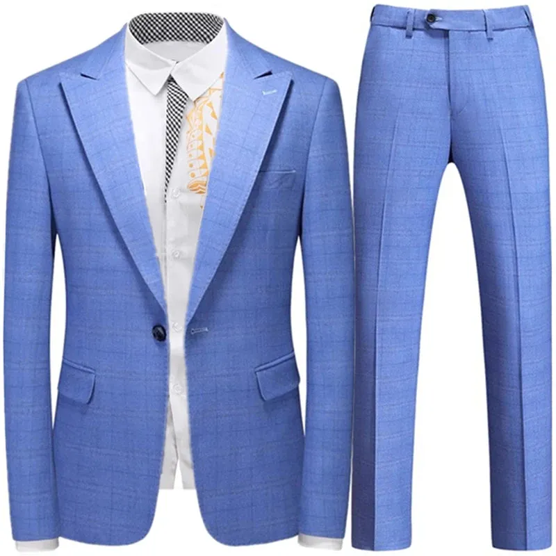 Aidase Fashion New Men Leisure Boutique Business Plaid Striped Suit Vest Pants 3 Pcs Set Casual Dress Blazers Jacket Coat Trosers