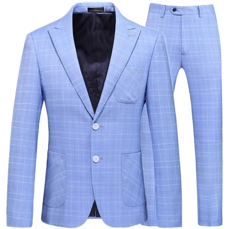 Aidase Fashion New Men Leisure Boutique Business Plaid Striped Suit Vest Pants 3 Pcs Set Casual Dress Blazers Jacket Coat Trosers