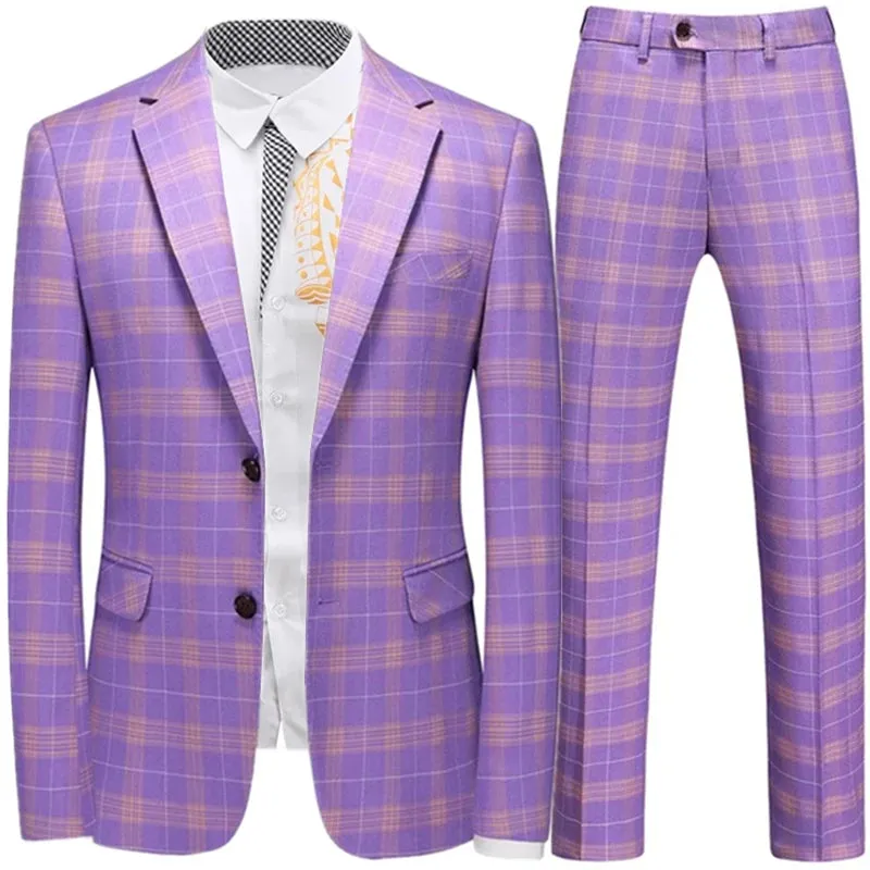 Aidase Fashion New Men Leisure Boutique Business Plaid Striped Suit Vest Pants 3 Pcs Set Casual Dress Blazers Jacket Coat Trosers