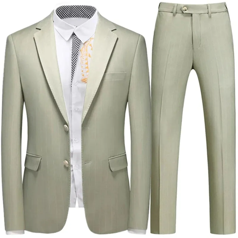 Aidase Fashion New Men Leisure Boutique Business Plaid Striped Suit Vest Pants 3 Pcs Set Casual Dress Blazers Jacket Coat Trosers
