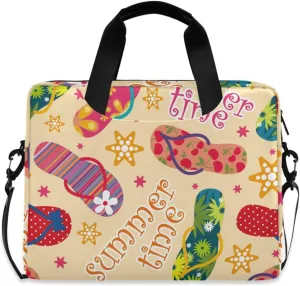 ALAZA Laptop Case Bag Summer Time Slippers Laptop Sleeves Briefcase Messenger Bag with Strap for Woman Man Business Office