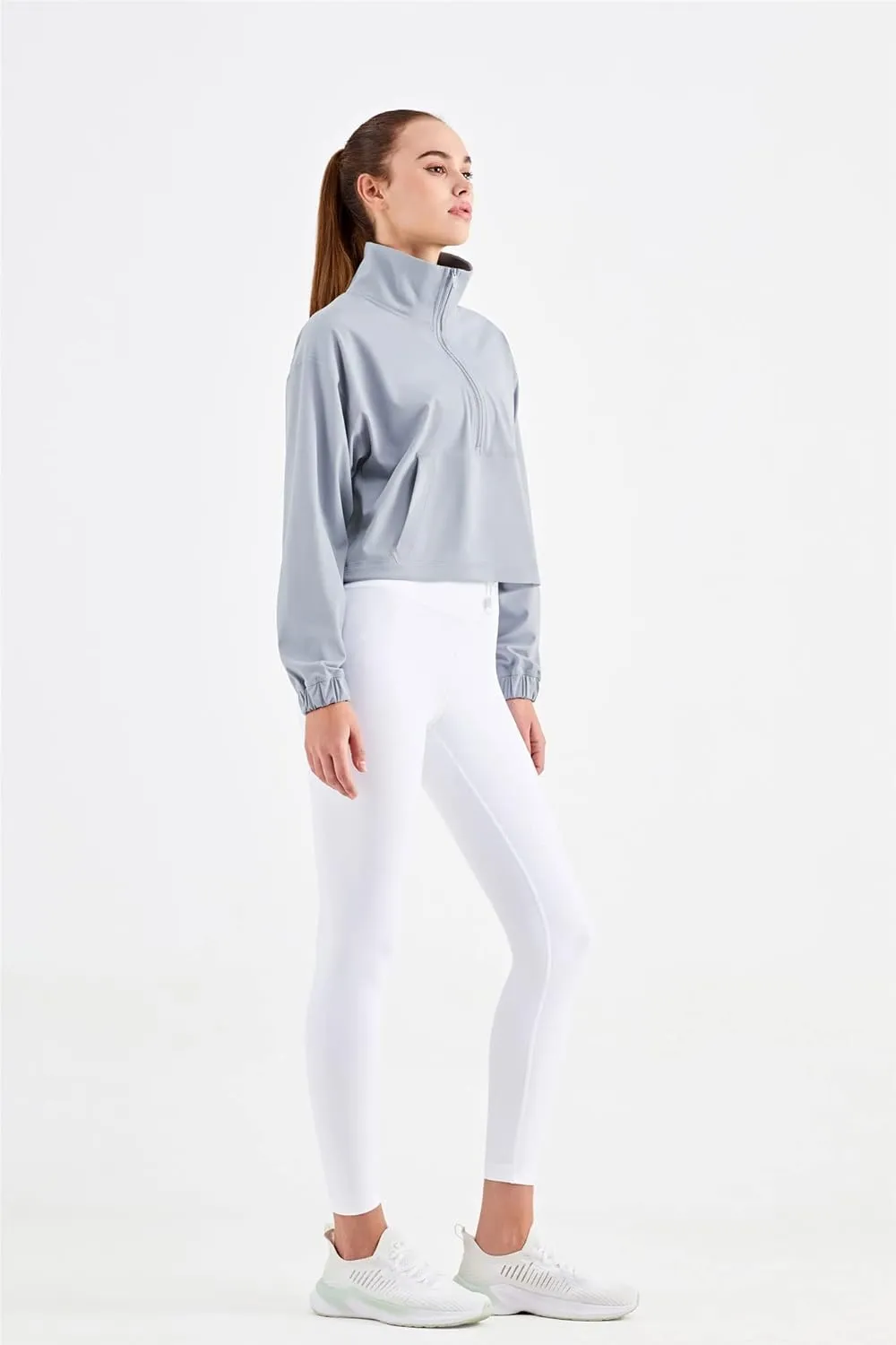 altiland Half Zip Pullover Cropped Jackets for Women Long Sleeve Workout Athletic Running Yoga Shirts