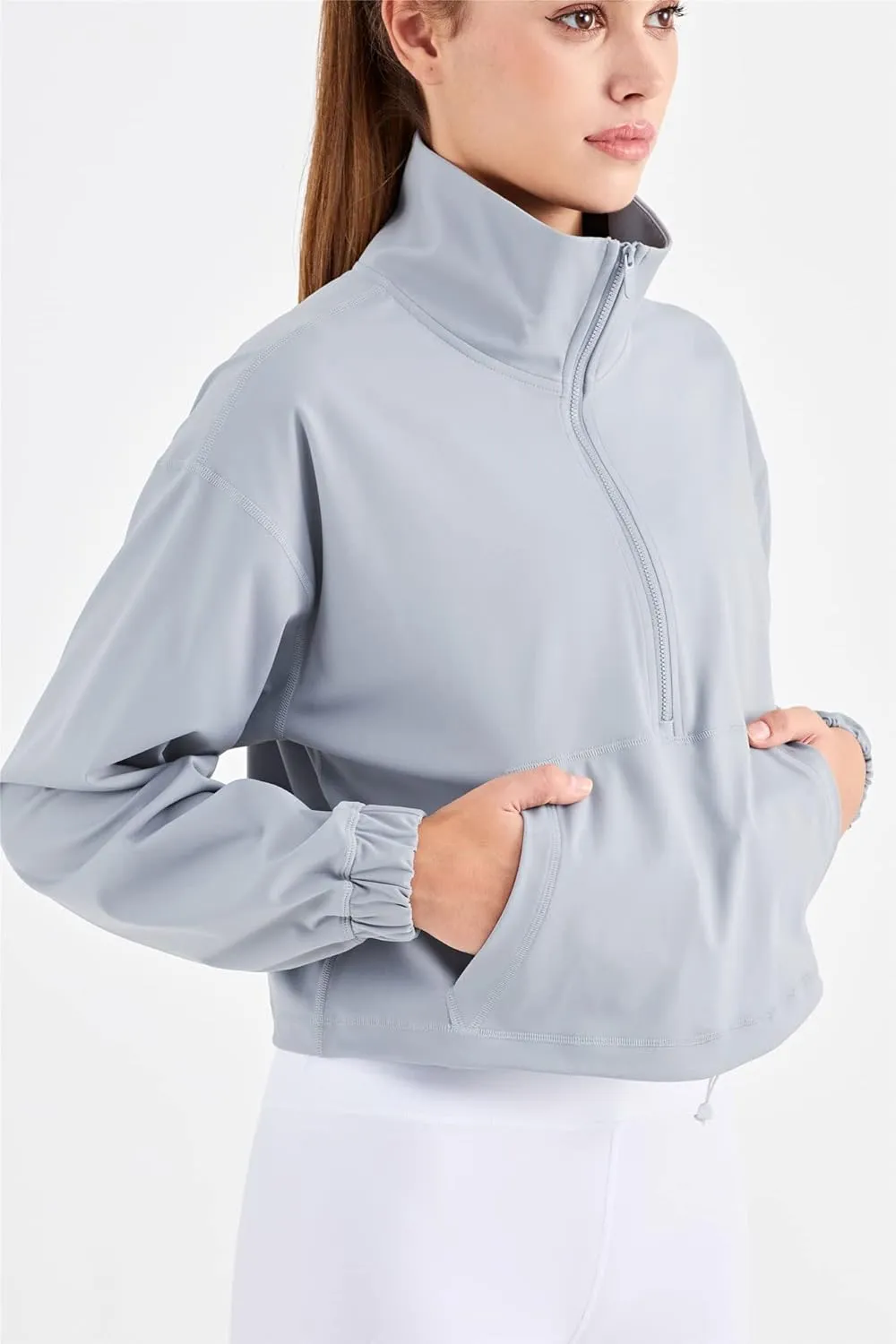 altiland Half Zip Pullover Cropped Jackets for Women Long Sleeve Workout Athletic Running Yoga Shirts