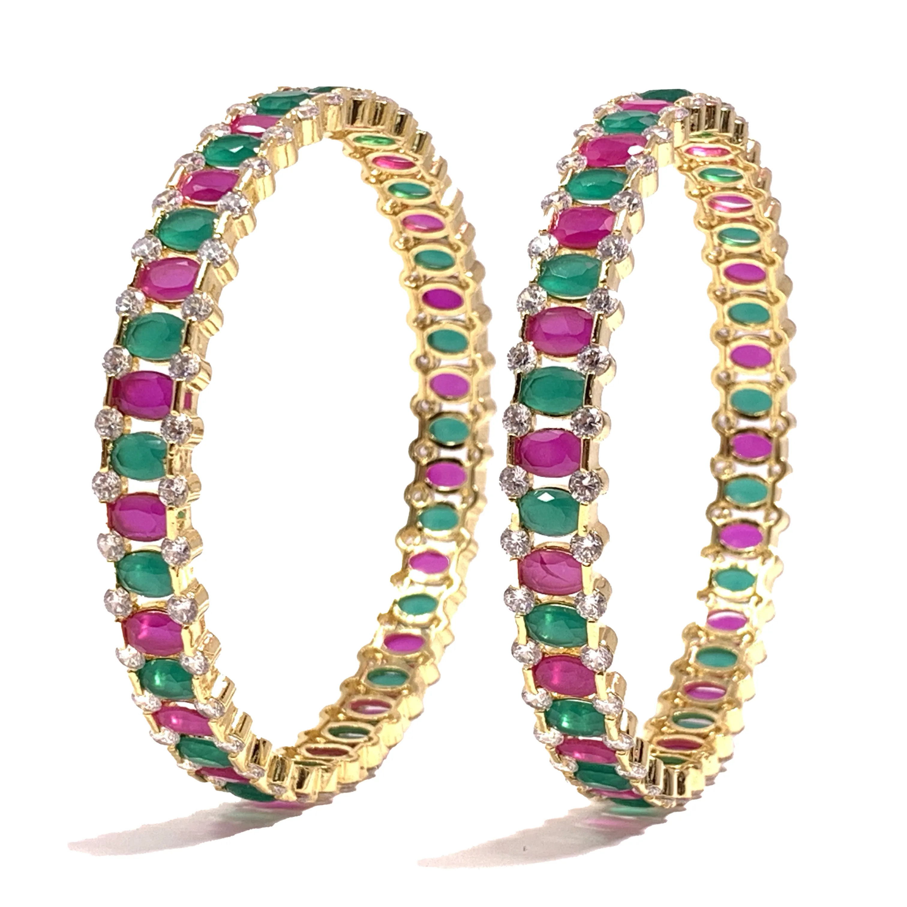 American Diamond with Semi Precious Stones Bangle (Design 1)