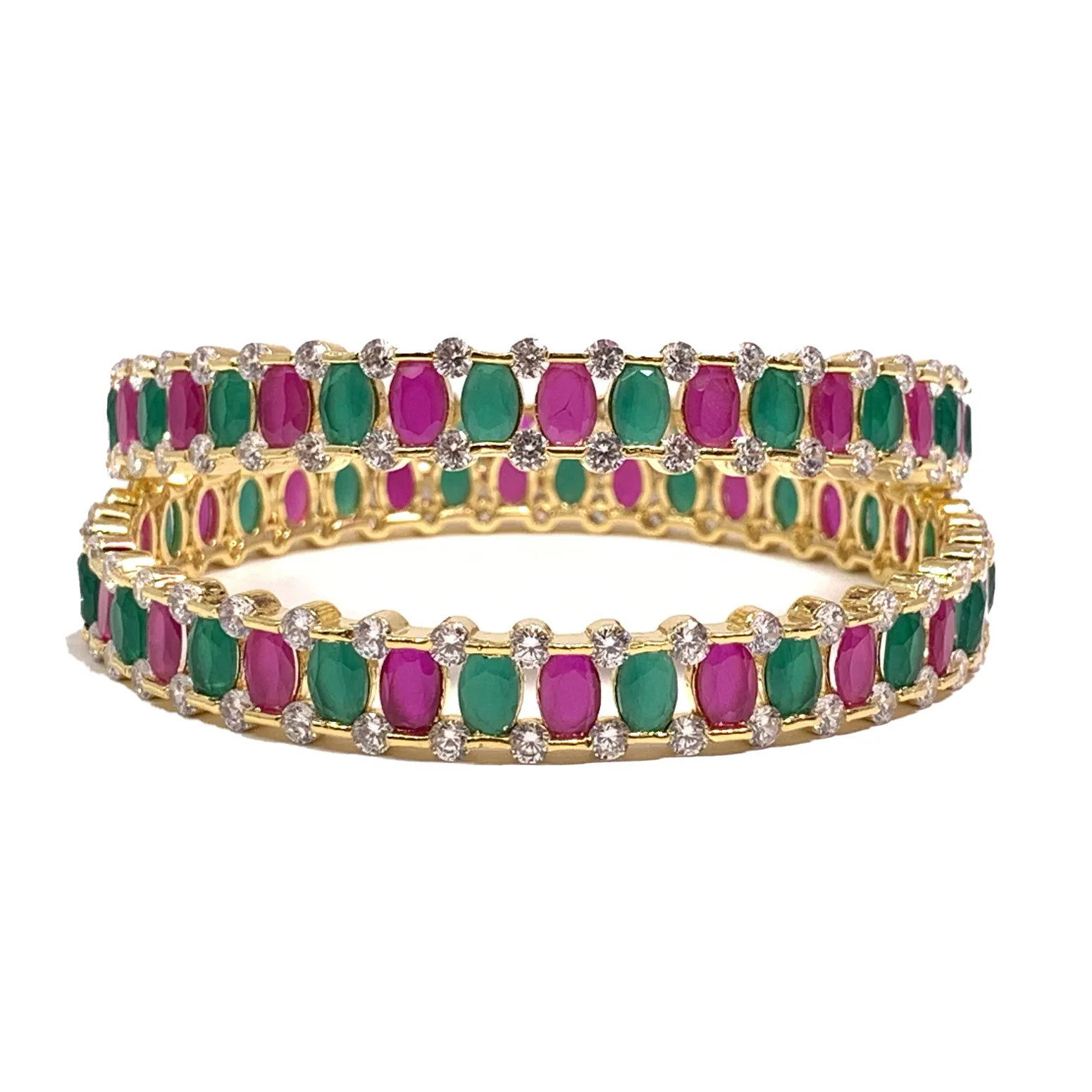 American Diamond with Semi Precious Stones Bangle (Design 1)