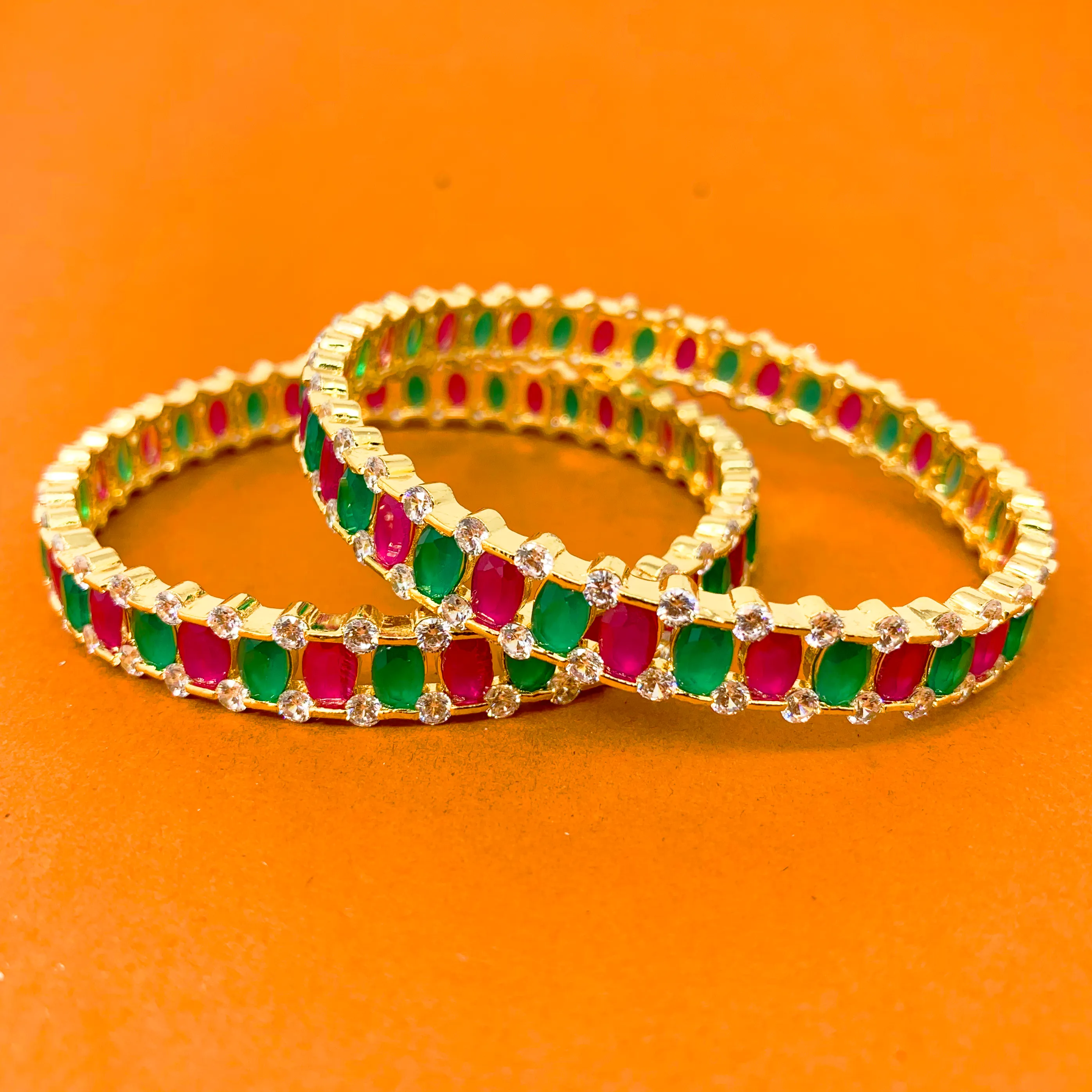American Diamond with Semi Precious Stones Bangle (Design 1)