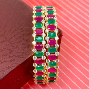 American Diamond with Semi Precious Stones Bangle (Design 1)