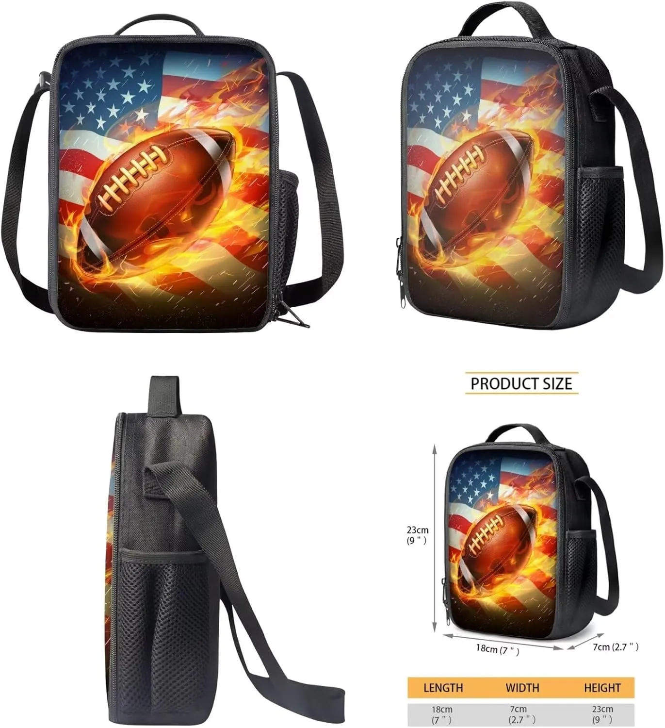 American Football Backpack for Boys 10-12 Travel School Bookbag for Boys 3 Piece Backpack Set Backpack for Kindergarten Elementary Middle High School 5th Grade Backpack