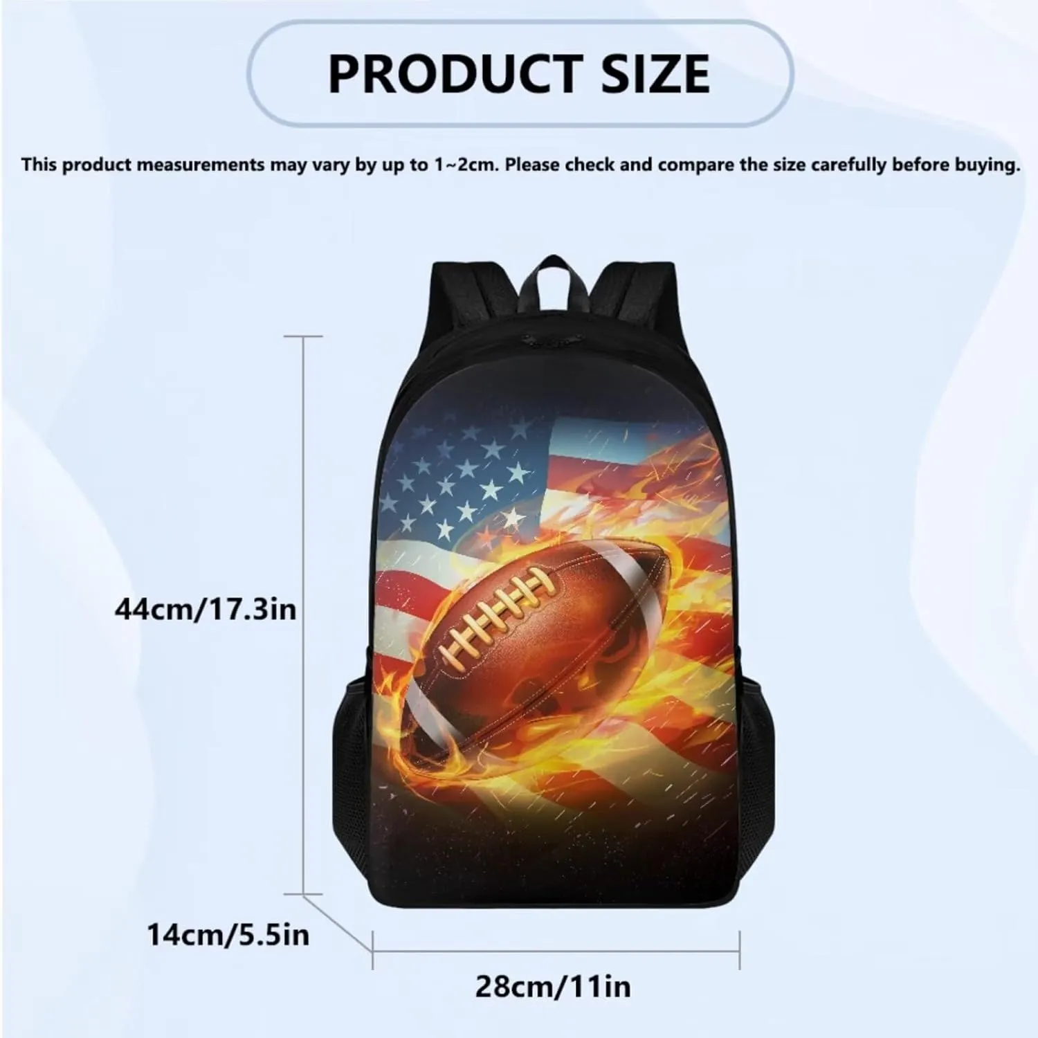 American Football Backpack for Boys 10-12 Travel School Bookbag for Boys 3 Piece Backpack Set Backpack for Kindergarten Elementary Middle High School 5th Grade Backpack