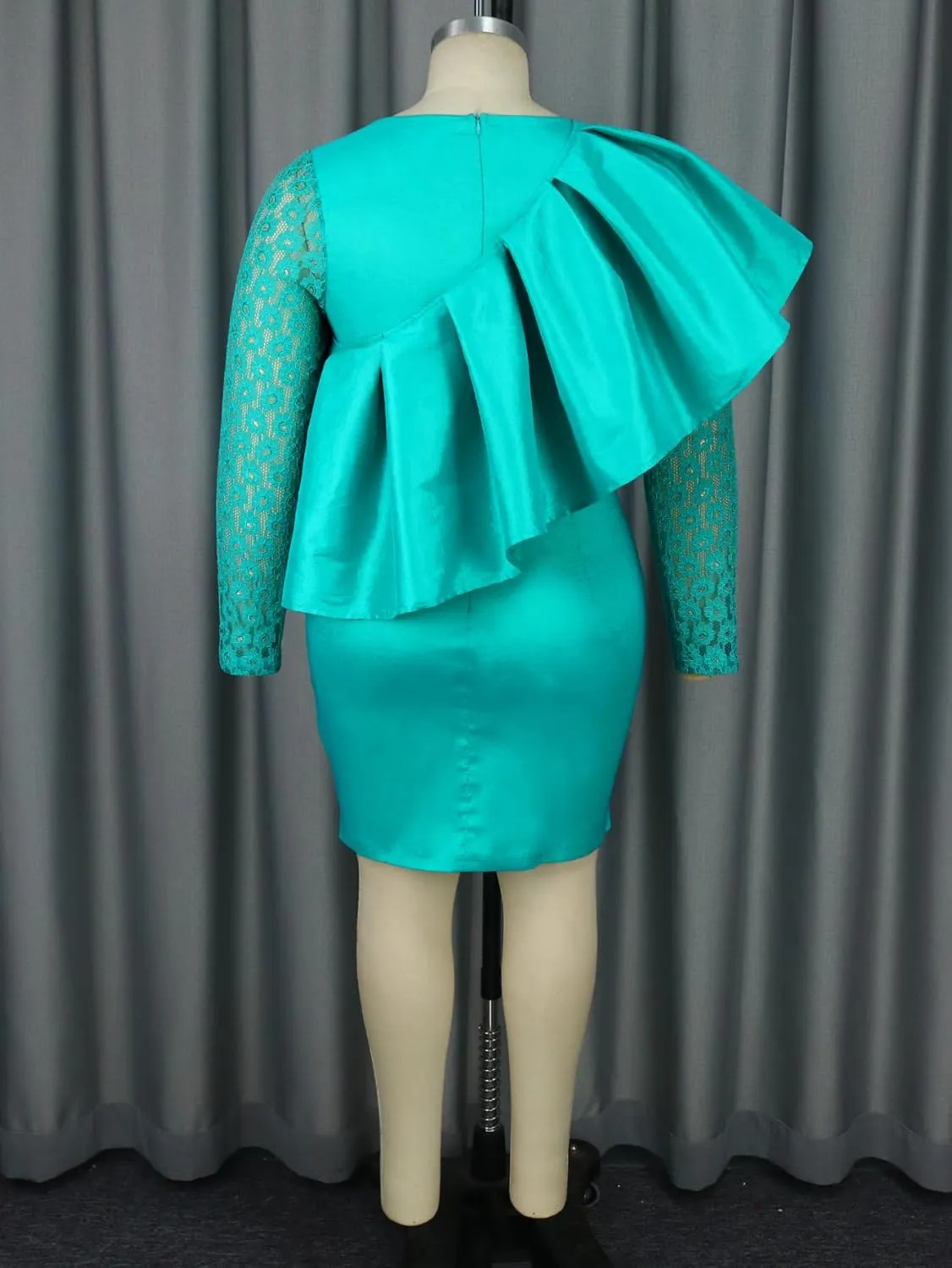 AOMEI Lace Floral Patchwork Mini Dress Hollow Out Sleeve Bodycon Ruffled Cape Cocktail Dresses for Women 2024 Wedding Guest