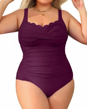 Aqua Eve Womens Plus Size One Piece Swimsuit- Tummy Control Bathing Suit Full Coverage Swimwear