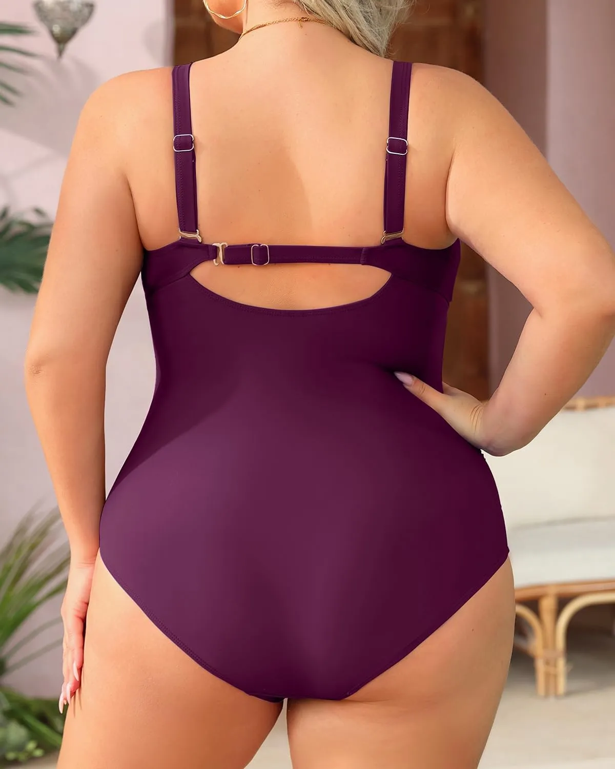 Aqua Eve Womens Plus Size One Piece Swimsuit- Tummy Control Bathing Suit Full Coverage Swimwear