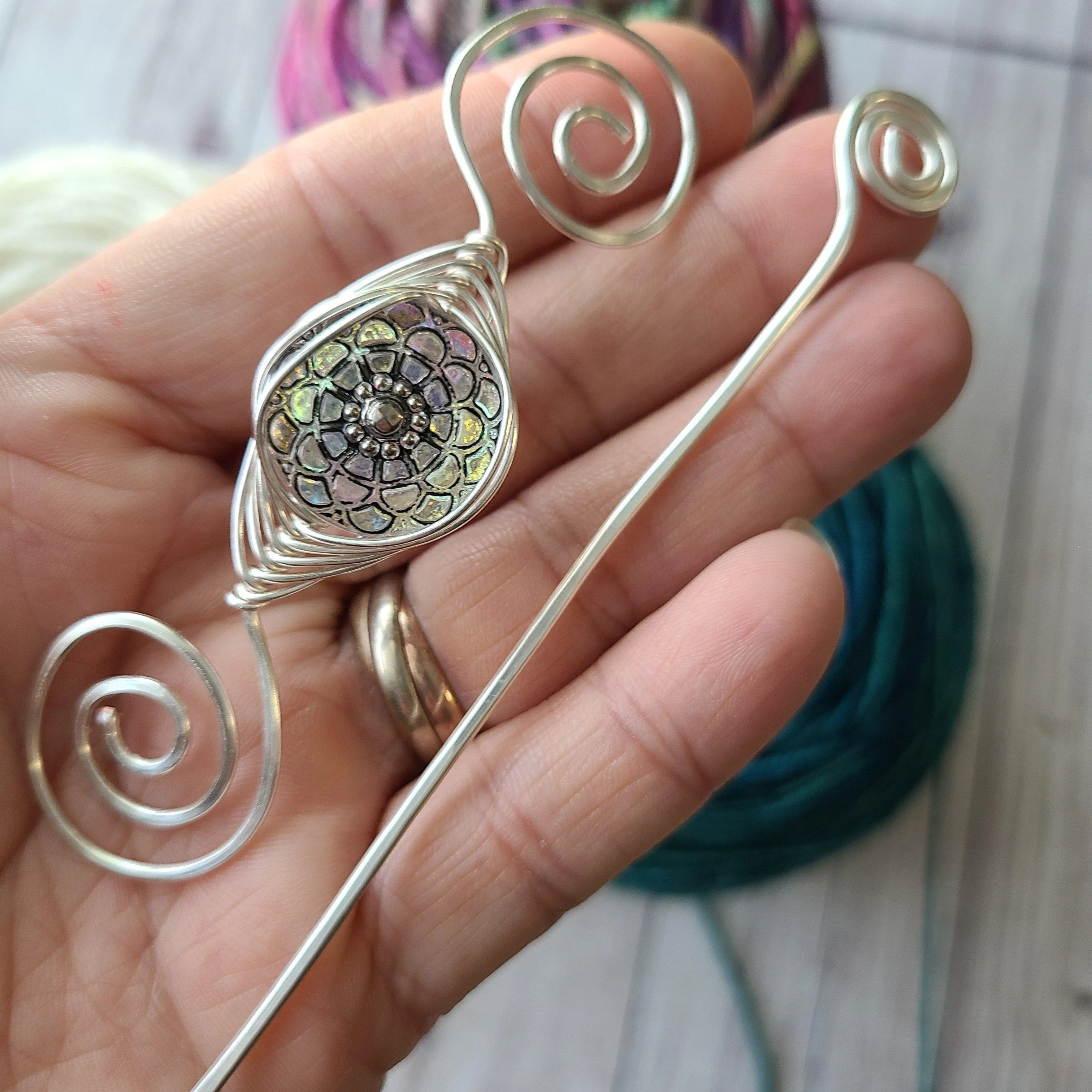 Aurora Borealis Shawl Pin- Noteworthy Czech Glass