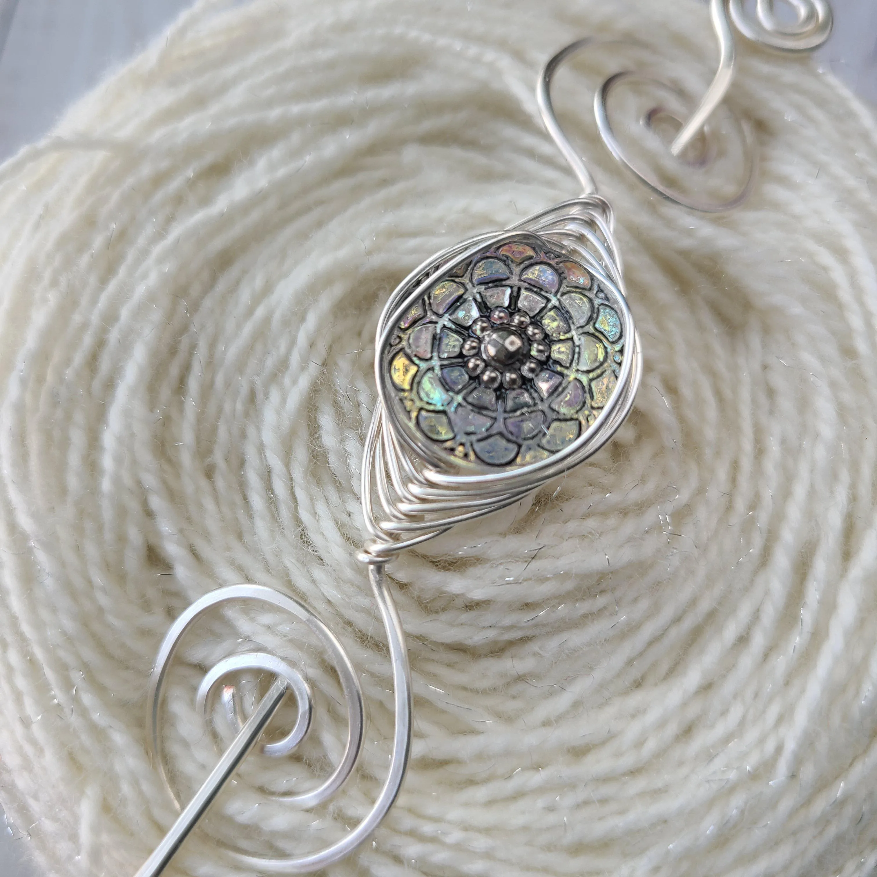 Aurora Borealis Shawl Pin- Noteworthy Czech Glass