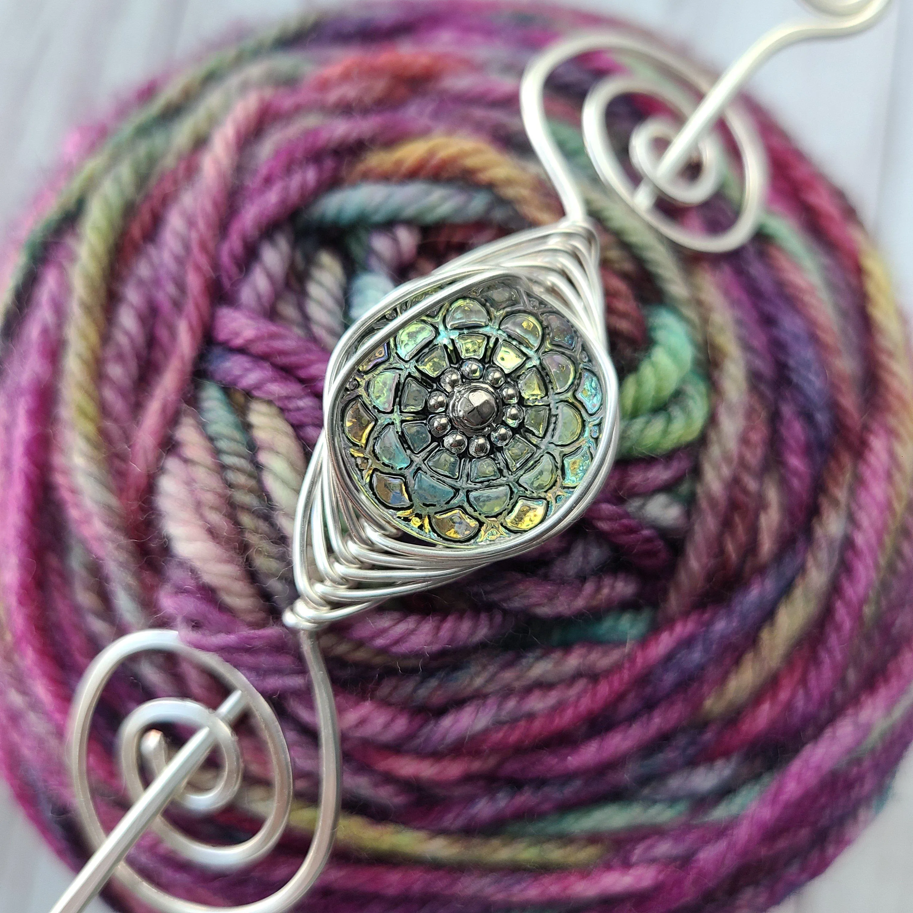 Aurora Borealis Shawl Pin- Noteworthy Czech Glass