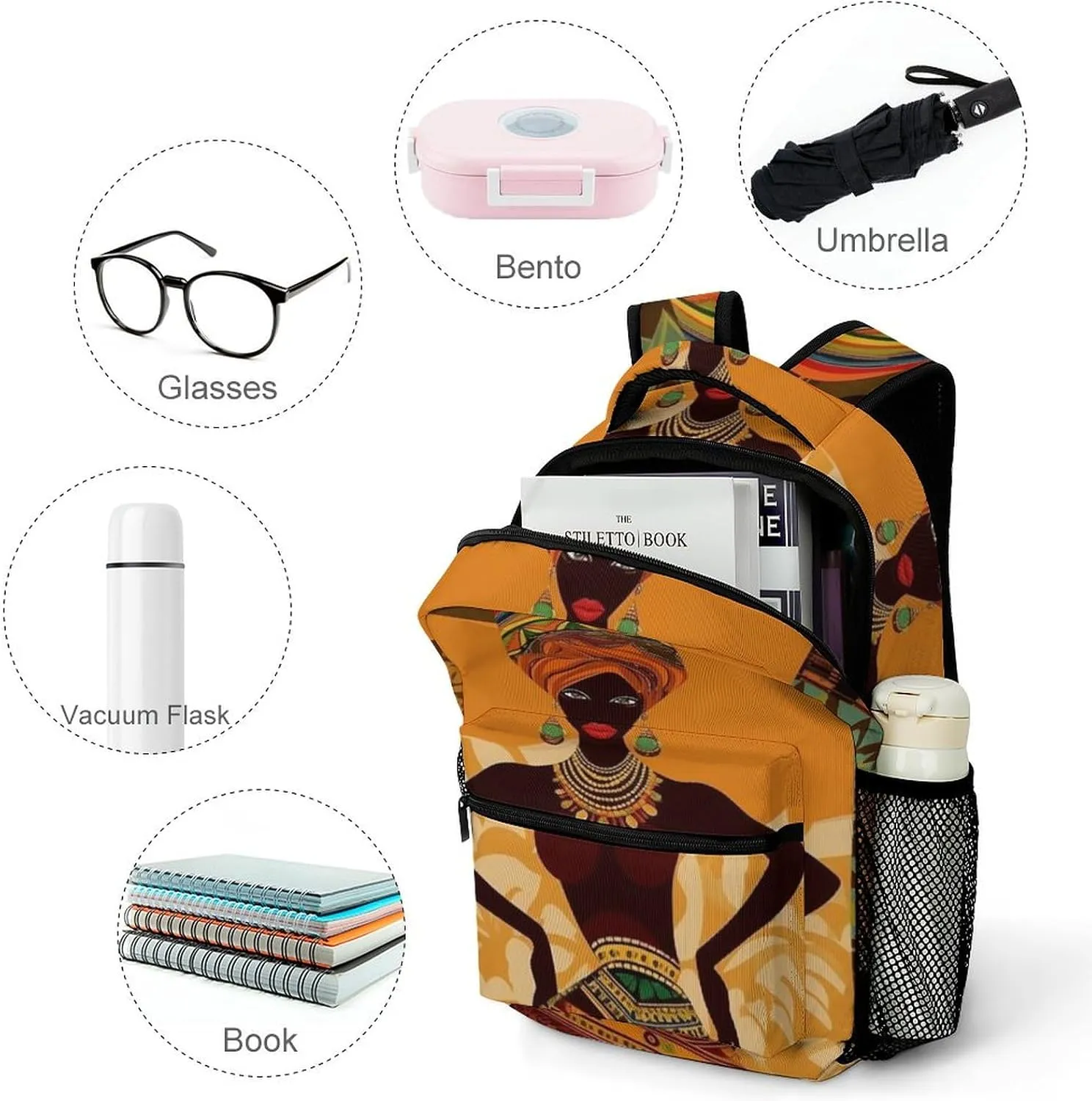 Backpacks African Woman Travel Bag Laptop Backpack Casual Daypack for Weekender Business Hiking