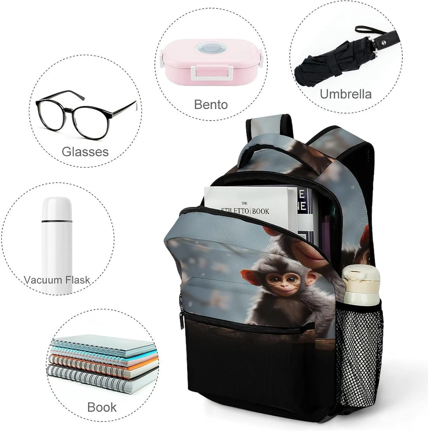 Backpacks Cute Monkey Travel Bag Laptop Backpack Casual Daypack for Weekender Business Hiking