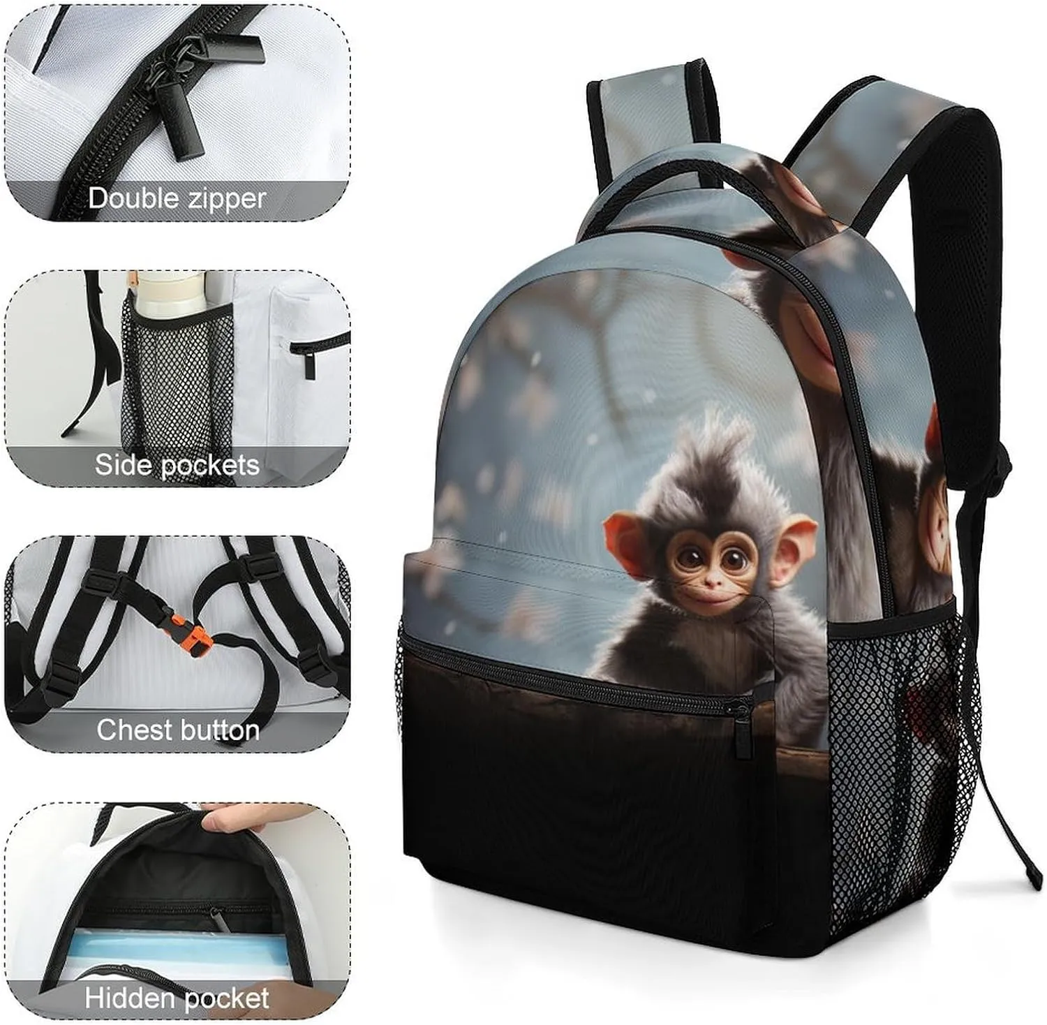 Backpacks Cute Monkey Travel Bag Laptop Backpack Casual Daypack for Weekender Business Hiking