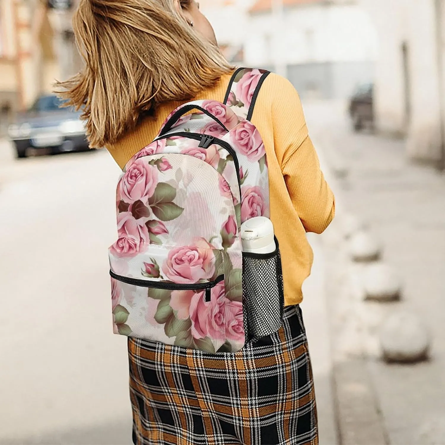 Backpacks Rose Floral Travel Bag Laptop Backpack Casual Daypack for Weekender Business Hiking