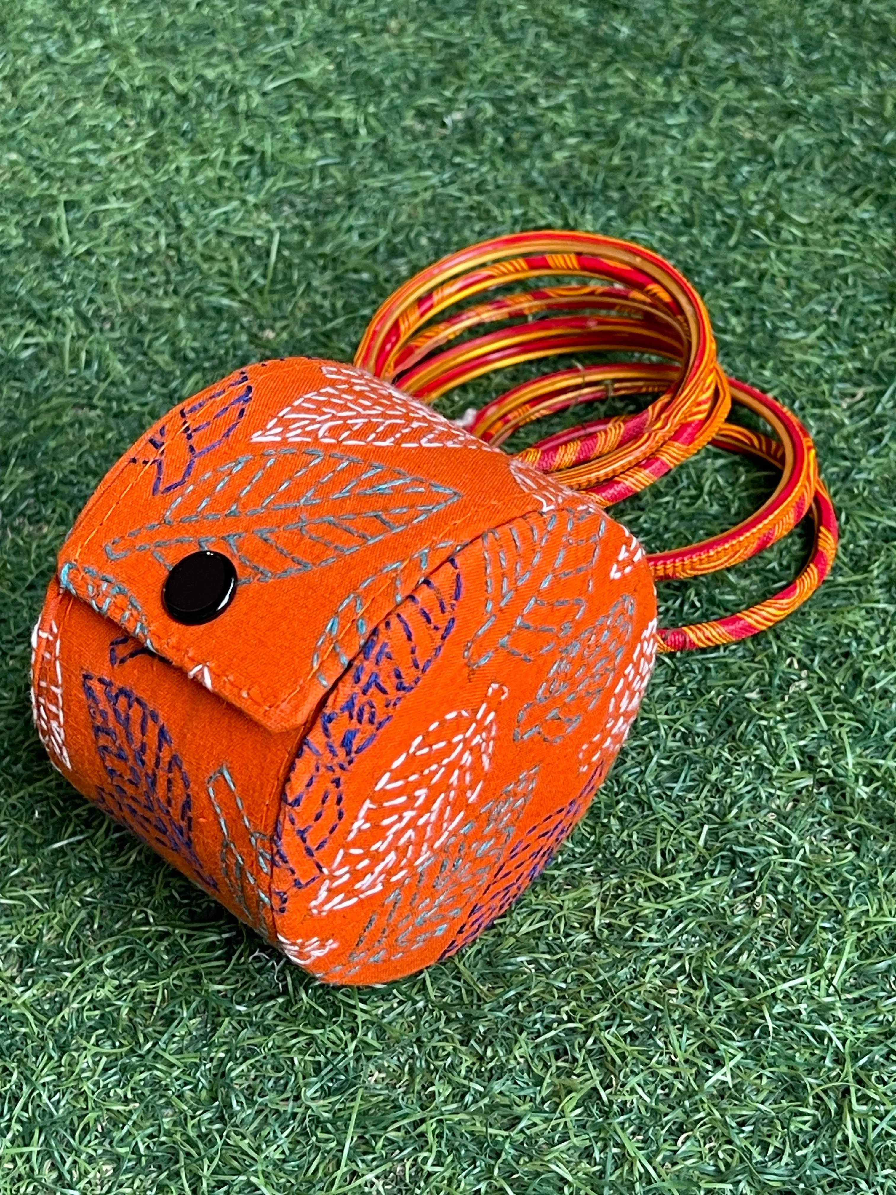 Bangle box with kantha hand embroidery