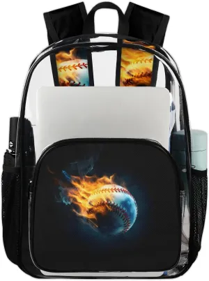 Baseball Heavy Duty Clear Backpack Sport Baseball Large See Through Backpacks PVC Transparent Backpack Clear Bag for Women Men Security Stadium Work Travel Events Concert