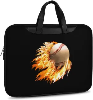 Baseball on Fire Leather Bag Laptop Case Slim Water Resistant Computer Bags with Handle Briefcase for Work