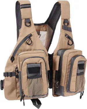 BASSDASH Fly Fishing Vest with Pockets Adjustable Size for Men Women Bass Trout Fishing FV12