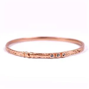 Beaten effect bangle with 3 crystal detail