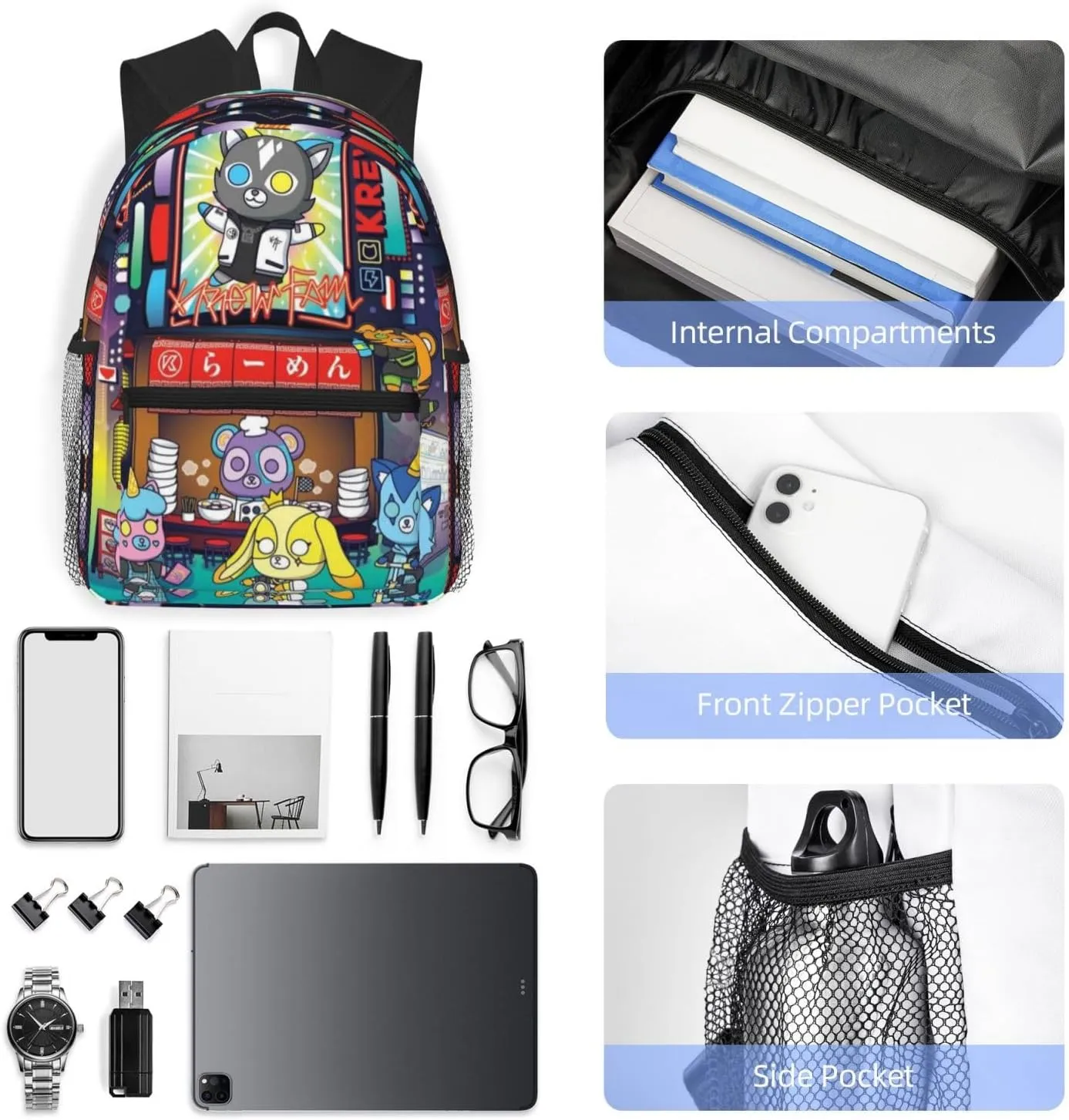 Big Capacity Backpack Fashion Daypack With Adjustable Straps Travel Laptop Backpacks, Black7