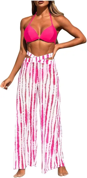 Bikini Sets for Women,Women's Triangle Bikini Sets 3 Piece Swimsuit Swimwear with Cover Up Pants Bathing Suit