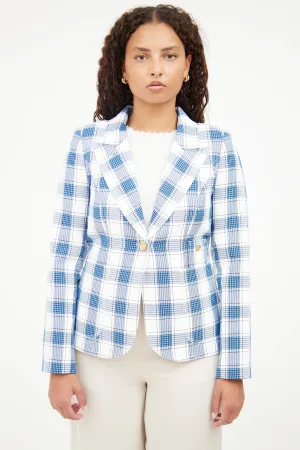 Blue & White Long Sleeve Blazer