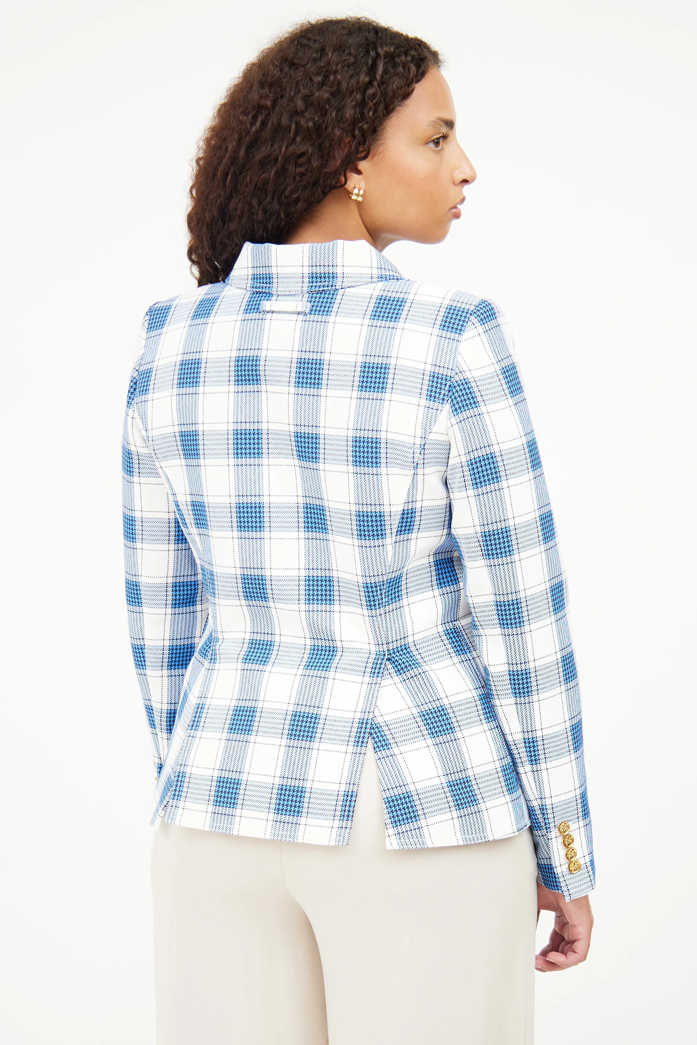 Blue & White Long Sleeve Blazer